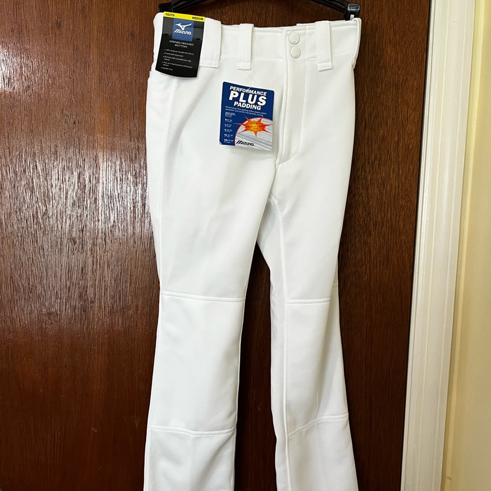 Youth medium boys Mizuno baseball pants white